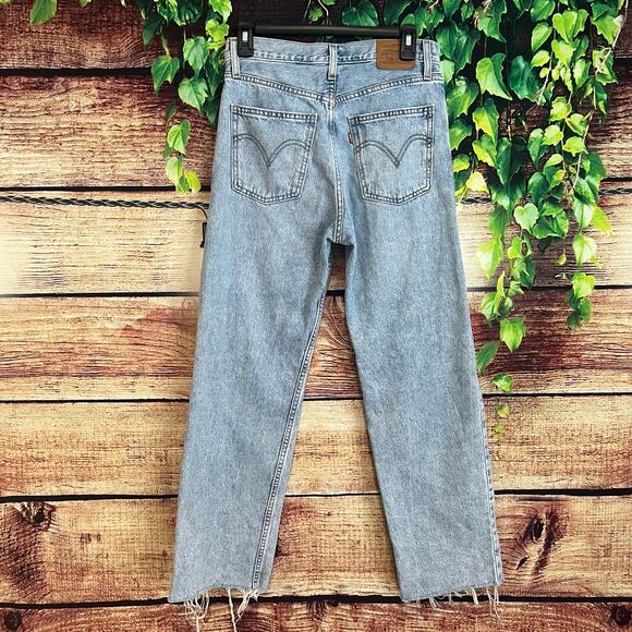Levi's Premium Crossover Straight Leg Jeans Womens 26/2 27/4 Raw Edge Hem - Picture 3 of 8